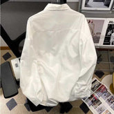 Shirts Men White Long Sleeve Fashion Summer Design All-match Camisa Teens Korean Casual Handsome Streetwear College Ins Unisex voguable