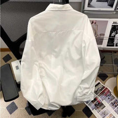 Shirts Men White Long Sleeve Fashion Summer Design All-match Camisa Teens Korean Casual Handsome Streetwear College Ins Unisex voguable