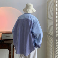 Shirts Men Spring Long Sleeve Patchwork Loose Fashion Handsome Casual Harajuku Clothing Aesthetic Streetwear All-match Chemise voguable