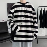 Spring Men Stripe Tops Tees Harajuku Long Sleece Crew Collar Male T Shirts Casual Clothes High Quality Unisex Tshirt voguable