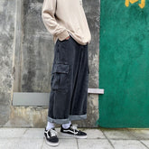 Baggy Jeans Men Big Pockets Solid Leisure Vintage Denim Hipster Korean Style Males Trousers Large Size S-3XL Teenagers All-match voguable