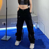Voguable Hip Hop Street Hot Girl Grey Patchwork Grunge Cargo Baggy Pants Y2K Aesthetic High Waist Famme Trousers Woman voguable