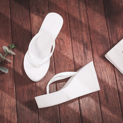 Voguable 2022 High-heeled Shoes Lady House Slippers Platform Slides Low on A Wedge Rubber Flip Flops Summer New Clogs Woman Candy Colors voguable