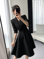 Elegant Bodycon Sexy Women's Dress Women Long Sleeve Split Up A-line Dresses Woman Robe Femme Ladies Vestidos Mujer Black voguable