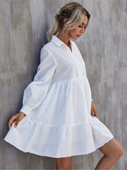 Autumn Sexy White Long Sleeve Shirt Blouse Dress For Women Harajuku Casual Loose A-line Mini Vestidos New voguable