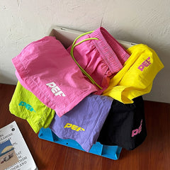 Y2k Thin Shorts Men's Letter Printed Knee Length Shorts Japanese Summer Man Casual Baggy Short Pants Breeches voguable