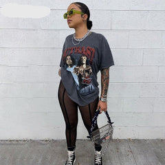 Voguable 2022 Sexy High Waist Patchwork Sheer Legging Body-shaping Baddie Style Skinny Mujer Trousers Mesh See Through Pants Women Capris voguable