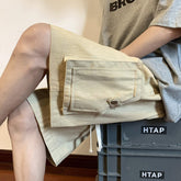 Summer Cotton Shorts Men Fashion Retro Pocket Shorts Japanese Mens Streetwear Hip-hop Loose Straight Shorts Men Cargo Pants voguable