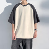 Summer New Baggy Short Sleeved Suede Men's T-shirt Versatile Color Matching Casual Tshirt Tops Male Trend Y2k Tees voguable