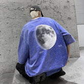 Planet Graphic Men's Short Sleeve T-shirt Vintage Oversized Fashion Casual Male T Shirt Korean Streetwear Men's Clothing voguable