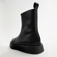Women's Rubber Boots Boots-Women Luxury Designer Female Shoes Round Toe Clogs Platform Rain Black Mid-Calf Fashion Ladies voguable