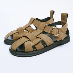 Voguable 2022 New Women Sandals Real Leather Ins Summer Shoes Women Roman Fashion Daily Vacation Female Footwear Size 34-42 voguable