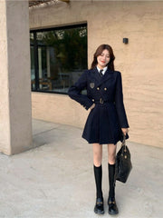 Jk Uniform Suit Women College Style Pleated Skirt + Suit Jacket + White Shirt Gentle Office Lady Dress 3pcs Streetwear voguable