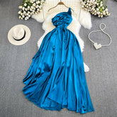 Summer Maxi Party Evening Dress for Women One Shoulder Irregular Silk Female Formal Dresses Backless Elegant Big Swing Tarf New voguable