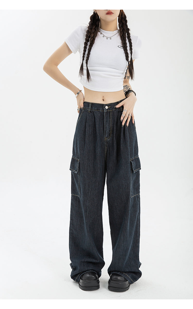 Voguable Harajuku Oversize Cargo Pants Women Japanese Streetwear Loose Wide Leg Trousers for Female Pockets Baggy Jeans Pant voguable