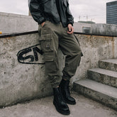 Voguable 2022 Hip Hop Casual Pockets Cotton Track Pants Male Harajuku Fashion Trousers Ribbons Harem Joggers Men Cargo Pants Streetwear voguable