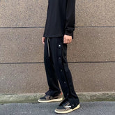 Casual Pants Men Black Button Baggy European Stylish Ulzzang Handsomer Hip Hop Streetwear Teenager Straight Popular Fashion Chic voguable