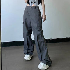 Voguable Solid Color Cargo Baggy Pants Woman High Street Harajuku Retro Women Bottoms Pants Casual Drape Sweatpants 90s Style Clothes voguable