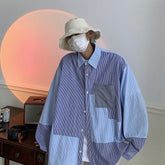 Shirts Men Spring Long Sleeve Patchwork Loose Fashion Handsome Casual Harajuku Clothing Aesthetic Streetwear All-match Chemise voguable