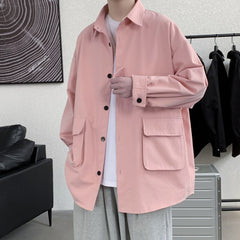 Cargo Shirts Men Camisa Masculina Japanese Clothing Design Trendy Students Ulzzang High Street Stylish Casual Harajuku Ins Teens voguable