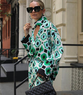 Geometric Print Vintage Women Suits Autumn Fashion Oversized Long Shirts and High Waist Wide Leg Pants Women Set voguable