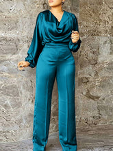 Voguable Office Ladies Jumpsuist Women Trousers Sexy V Neck Puff Sleeve Party Jumpsuits 2022 VONDA Casual Wide Leg Pants Palazzo Pants voguable