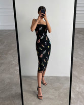 Fashion Casual Women Clothes Sling Sexy Dress Black White Embroidered Spaghetti Straps Ladies Elegant Party Club Dresses voguable