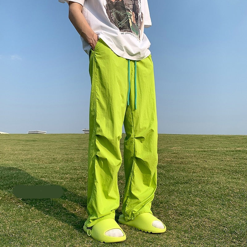 Summer Thin Nylon Pants Y2k Colorful Solid Women Quick Drying Pants Hip Hop Girls Loose Pant Streetwear Female Trousers 5xl voguable