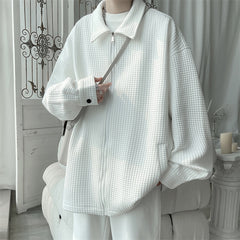 Spring New Men Solid Color Zipper Jackets Streetwear Casual Man Oversized Outerwear Coats Fashion Unisex Loose Clothing voguable