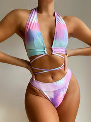 voguable  2022 New Micro Bikini Mini Thong Sets Push Up Swimsuit Women Swimwear Feamle Bandage Halter Ribbed Bathing Suits voguable