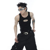 Summer Niche Design Metal Hollow Out Men's Vests Fashion Trendy Solid Color Sleeveless Tank Tops American Style 9A8385 voguable
