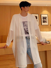 Breathable Translucent Long Sleeve Men Shirt Casual New Korean Fashion Temperament Tops Solid Color voguable