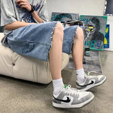 Summer Blue Denim Shorts Men Fashion Retro Casual Straight Denim Shorts Mens Streetwear Loose Hip Hop Cargo Jeans Shorts Men voguable