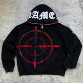 Winter 2022 American high Street Dark hoodie ironed diamond zipper cardigan Men's Goth couple oversized casual sweatshirt voguable