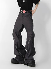 Niche Design Zipper Slit Men Trousers Straight Tube Casual Pants Wide Leg Darkwear Solid Color Male Fashion 9A5414 voguable