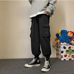 Voguable Men Fashion Hip Hop Cargo Pants Trend Hot Punk Style Mens Clothing Black Grey Harem Pants Multiple Bigger Pockets Decoration voguable