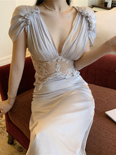 Voguable New 2022 Dresses High Waist Elegant Lady Vintage Chic Sexy Lace Petal Sleeve Women Summer Fashion Long Evening Dress voguable