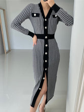 Women Autumn Casual Bodycon Slim Midi Party Dress Office Ladies Elegant Vintage Warm Houndstooth Vestidos Femme Fashion Robe voguable