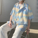 Summer Short Sleeve Shirt Men Fashion Casual Print Cloud Shirt Men Streetwear Loose Ice Silk Shirts Mens Hawaiian Shirt M-3XL voguable