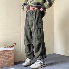 Autumn Winter Corduroy Pants Men Fashion Oversize Pocket Cargo Pants Men Streetwear Hip Hop Loose Straight Pants Mens Trousers voguable
