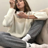 Voguable Cashmere Elegant Women Sweater Oversized Knitted Basic Pullovers O Neck Loose Soft Female Knitwear Jumper voguable