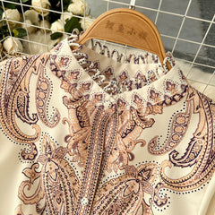 Spring Autumn Elegant Maxi Dresses for Women Boho Printed Flare Sleeve Button Female Party Evening Big Swing High Waist Luxury voguable