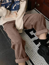 2022 New Corduroy Women's Pants Straight Casual High Waist Pleated Trousers Vintage Harajuku Autumn Chic Solid Men Woman Bottom voguable