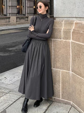 Autumn New Women Elegant Midi A Line Turtleneck Dress Female Vestdios Office Lady Bodycon Fashion Slim Clothes voguable