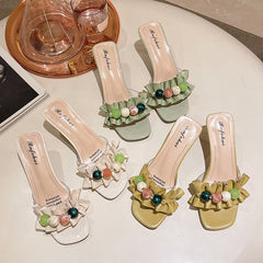 Shoes Women Candy Colors Rubber Flip Flops Slippers Summer Med Loafers Thin Heels Pantofle Luxury Slides Shallow Soft Hawaiian voguable