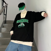 Zipper Turtleneck Men Letter Graphic Hoodies Oversized Spring New Male Sweatshirts Korean Style Streetwear Loose Pullover voguable