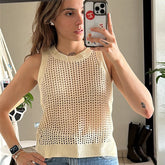 Hollow Out Knitted Tanks Camis Vest Women Summer Sleeveless Tank Top Women Thin Basic Ice Silk Camisoles Tanks Female voguable