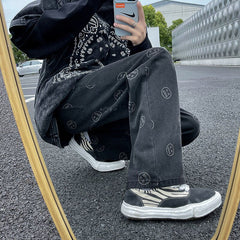 Hip Hop Funny Printed Men Jeans Streetwear Man Straight Trousers Male Casual Denim Long Pants 5XL voguable