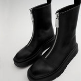 Women's Rubber Boots Boots-Women Luxury Designer Female Shoes Round Toe Clogs Platform Rain Black Mid-Calf Fashion Ladies voguable