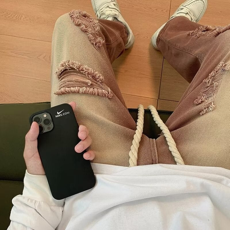 Loose Spring Casual Worn Out Hemp Rope Jeans For Men High Street Fashion Design Straight Denim Pants Male Casual Trousers voguable